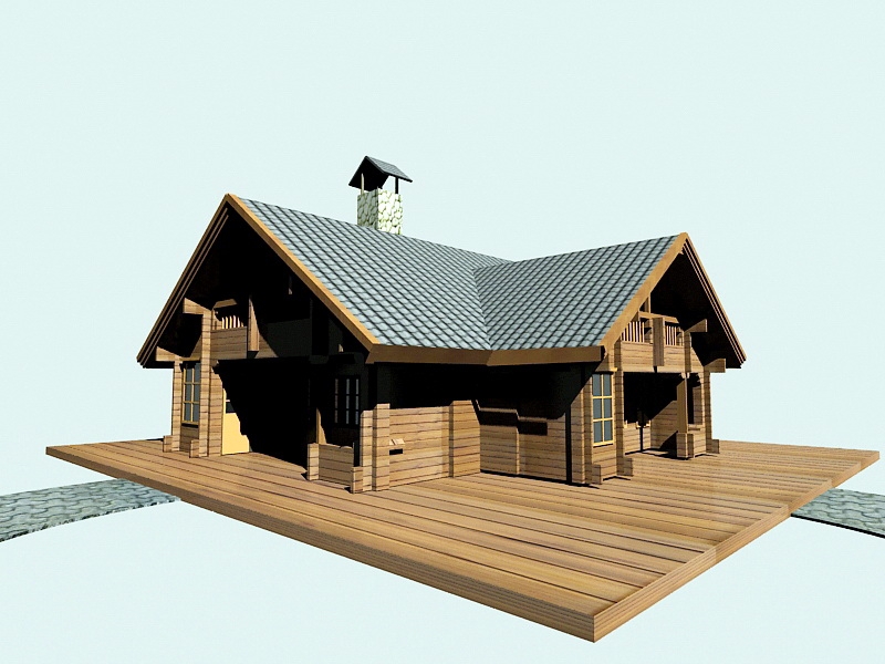 Rustic Modern Cabin 3d model download — 3D model download