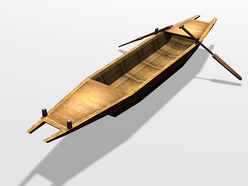 Vintage Wooden Row Boat 3d model download — 3D model download