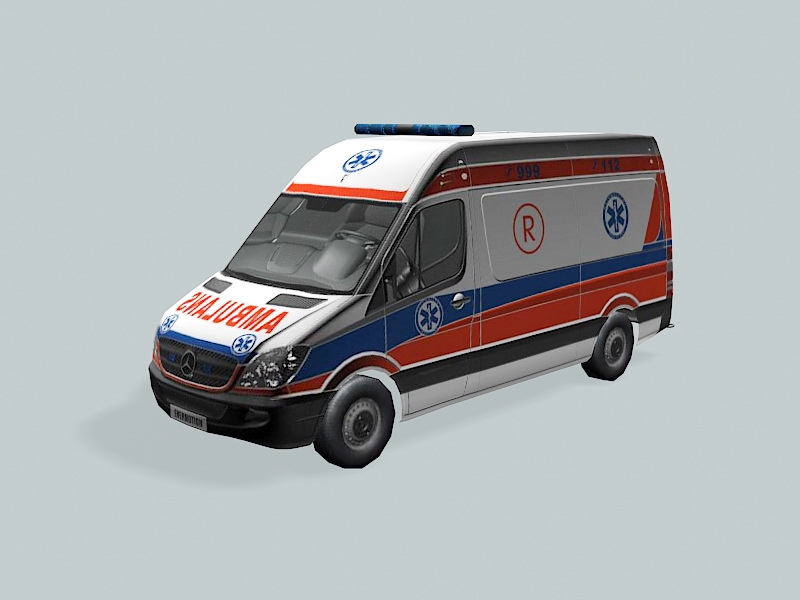 Low Poly Ambulance Truck 3d model download — 3D model download