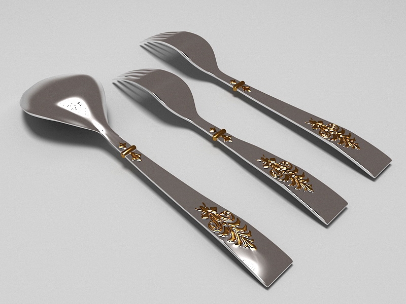 Antique Cutlery Set 3d model download — 3D model download