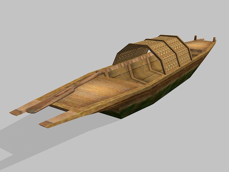 Low Poly Antique Wooden Boat 3d model download — 3D model download