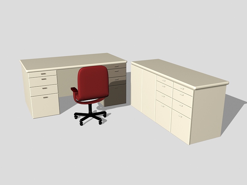 Office Desk with Storage 3d model download — 3D model download