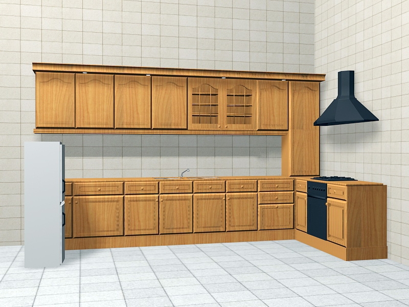 Retro Kitchen Design 3d model download — 3D model download