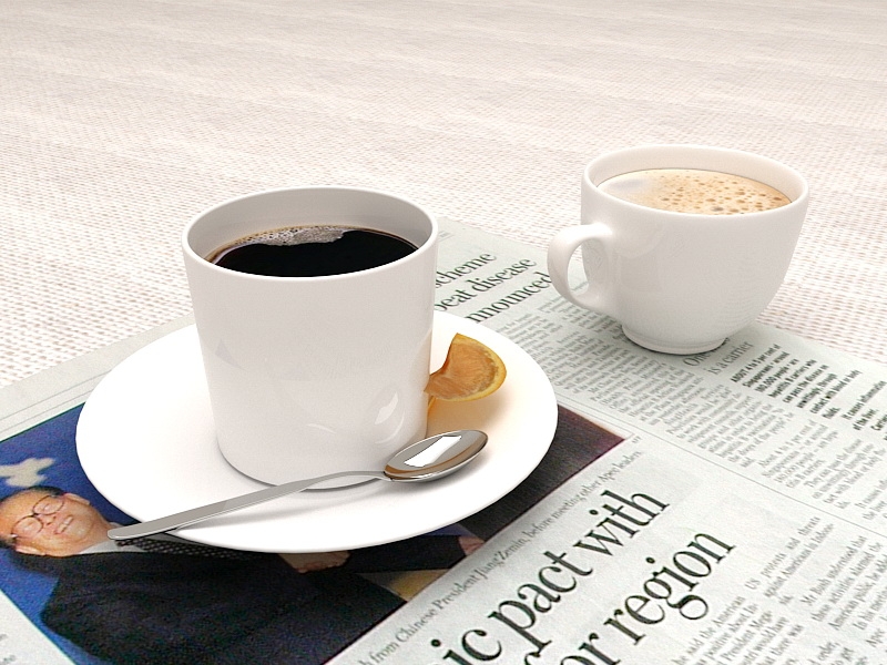 Coffee and News Paper 3d model download — 3D model download