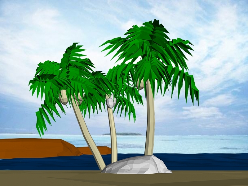Palm Trees on The Beach 3d model download — 3D model download