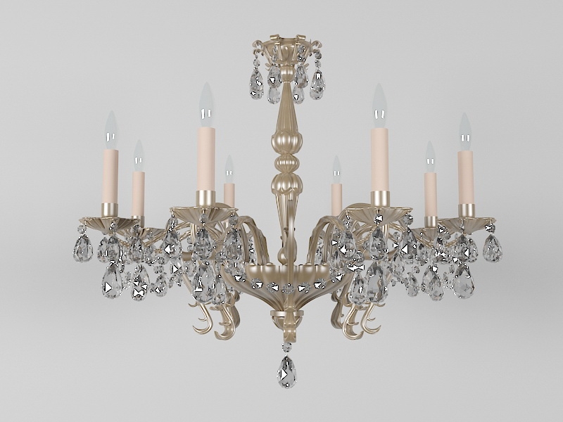 Antique Brass Chandelier 3d model download — 3D model download