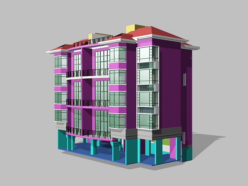 Modern Urban Apartment Building 3d model download — 3D model download
