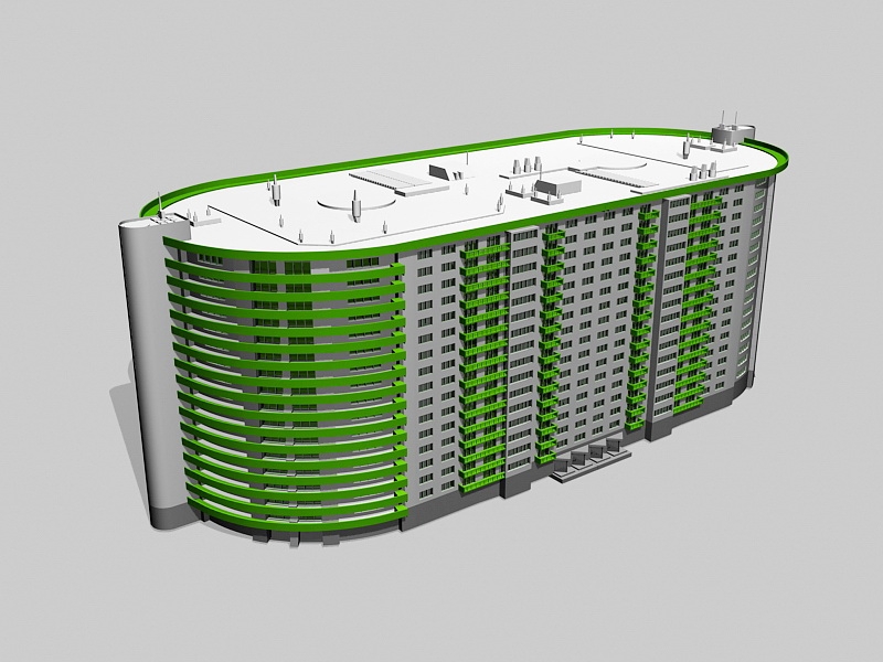 High Multistoried Apartment Building 3d model download — 3D model download
