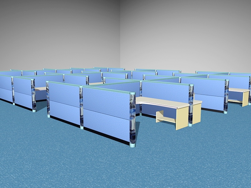 Corporate Office Cubicles Workstations 3d model download — 3D model download
