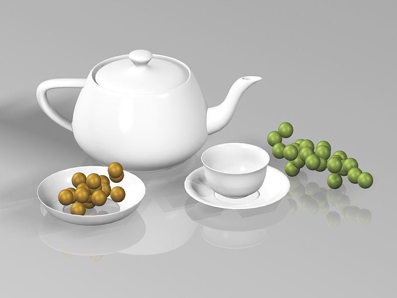 White Porcelain Tea Set 3d model download — 3D model download