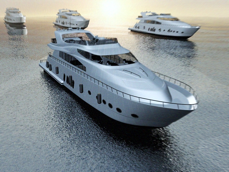 Yachts in Ocean at Sunset 3d model download — 3D model download