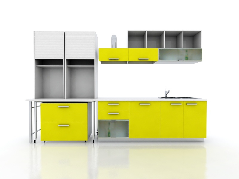 Yellow Kitchen Cabinets Ideas 3d model download — 3D model download