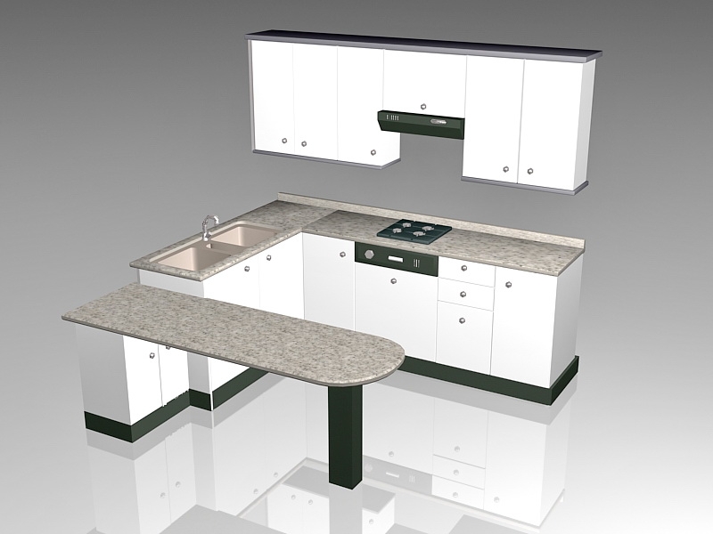 Small White Kitchen Cabinets Design 3d model download — 3D model download