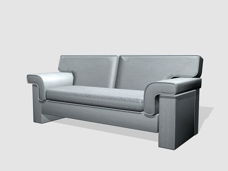 Sky Blue Leather Loveseat 3d model download — 3D model download