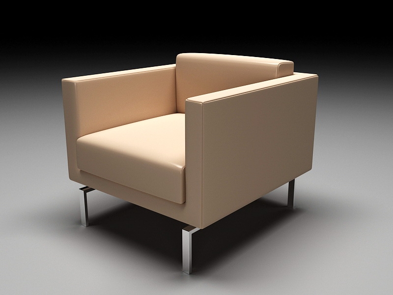 Beige Leather Club Chair 3d model download — 3D model download