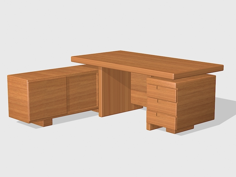 L-shaped Executive Desk 3d model download — 3D model download