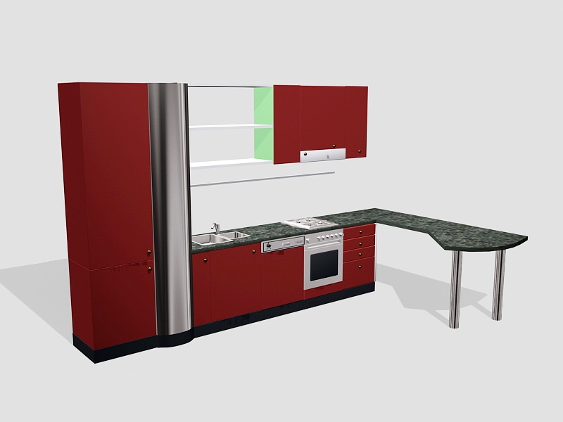 Small Apartment Kitchen Design Ideas 3d model download — 3D model download