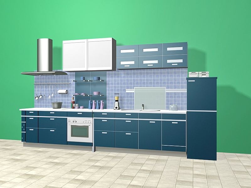 Blue Kitchen Cabinets Design Ideas 3d model download — 3D model download
