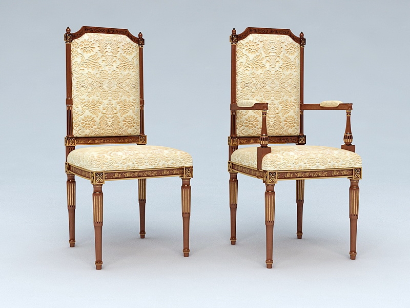 Antique Dining Chairs 3d model download — 3D model download
