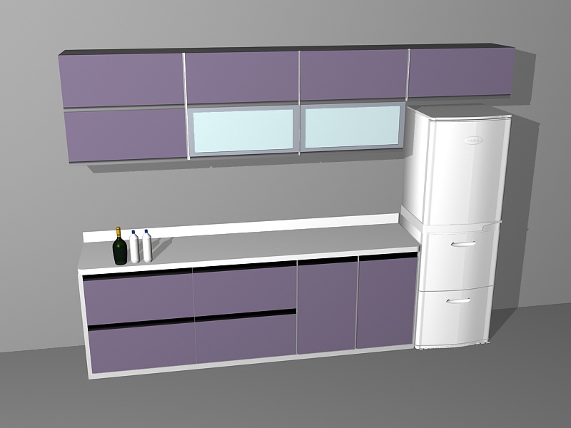 Purple Kitchen Cabinets 3d model download — 3D model download