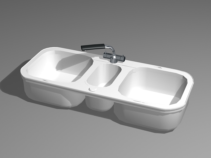 White Ceramic Kitchen Sink 3d model download — 3D model download