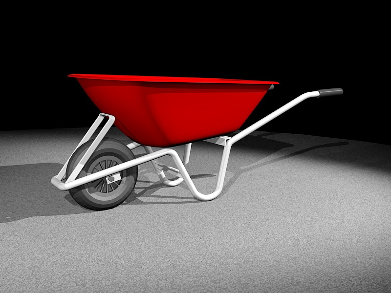 Red Plastic Wheelbarrow 3d model download — 3D model download