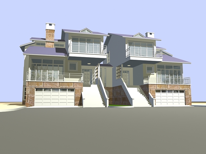 Modern Terrace House 3d model download — 3D model download