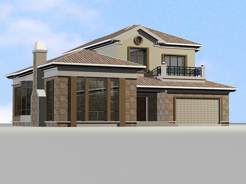 Modern Country House Plan 3d model download — 3D model download