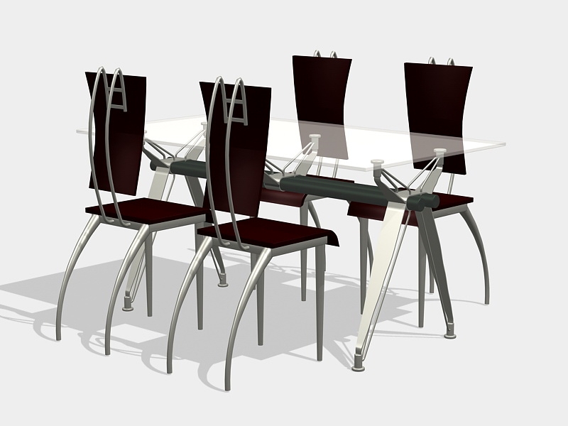 Modern Glass Dining Sets 3d model download — 3D model download