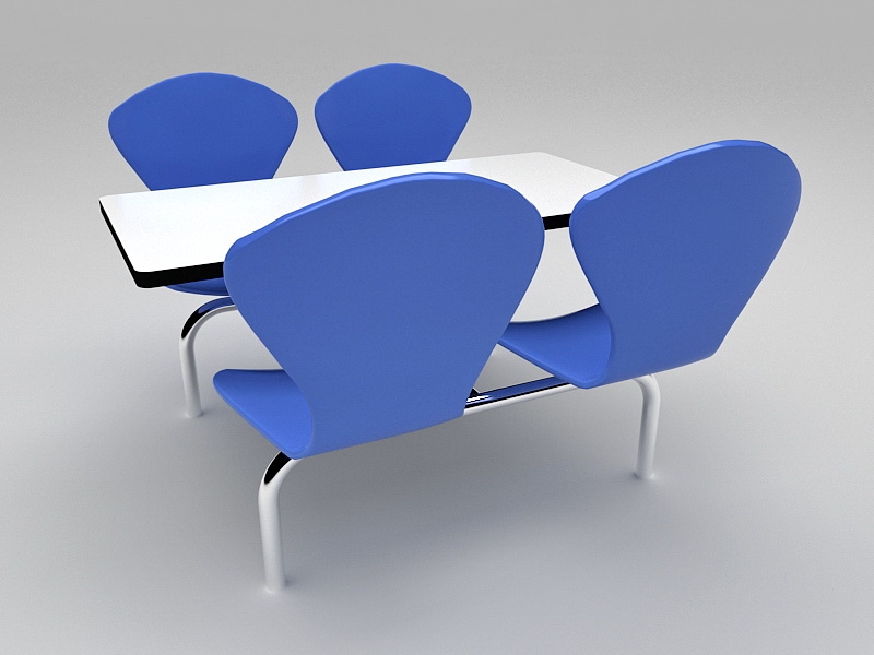 Canteen Dining Table Furniture 3d model download — 3D model download