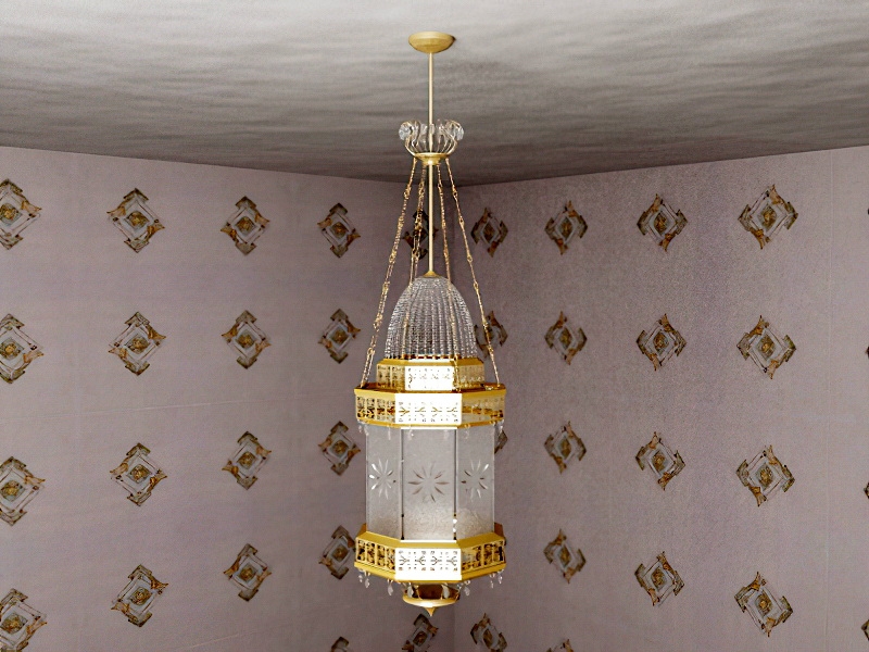 Vintage Glass Lantern Style Chandelier 3d model download — 3D model download