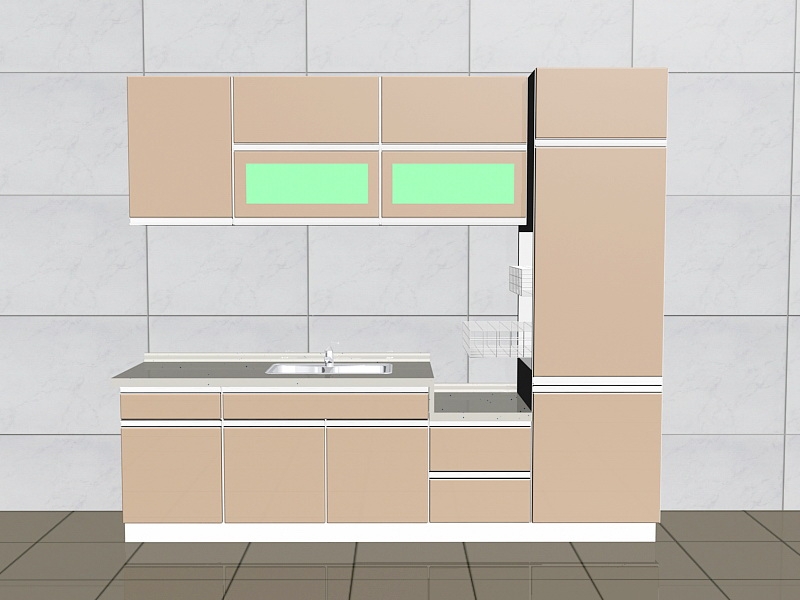 Small Kitchen Cabinet Design 3d model download — 3D model download