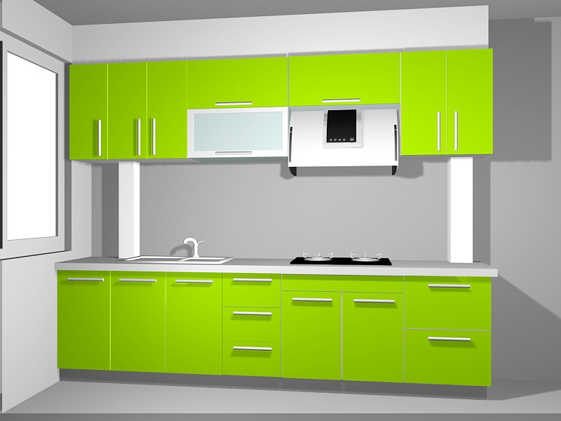 Lime Green Kitchen Design 3d model download — 3D model download