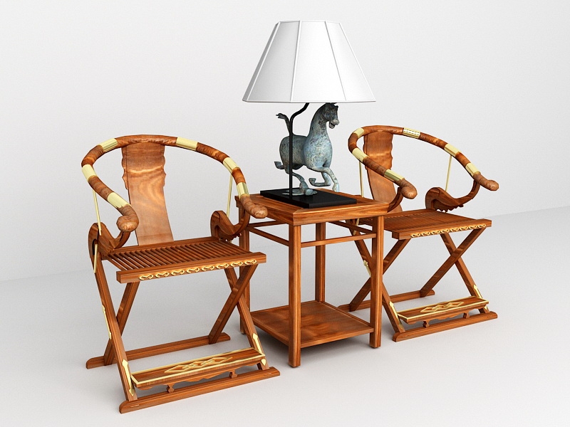 Chinese Accent Chairs and Table 3d model download — 3D model download