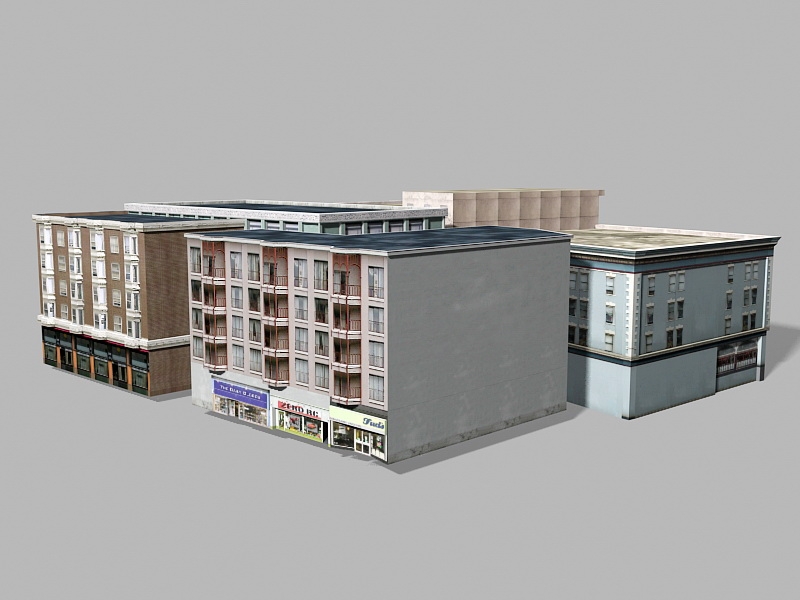 Urban Apartment Buildings 3d model download — 3D model download