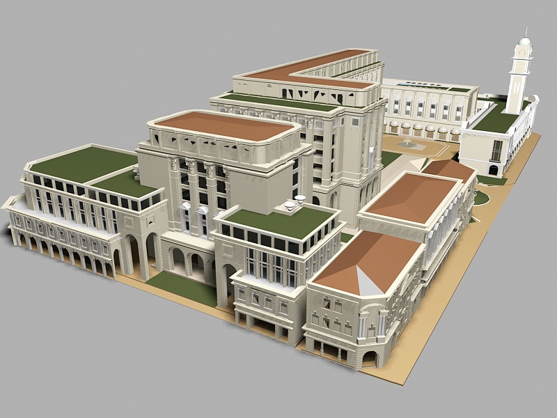 Old Colonial Mansion 3d model download — 3D model download