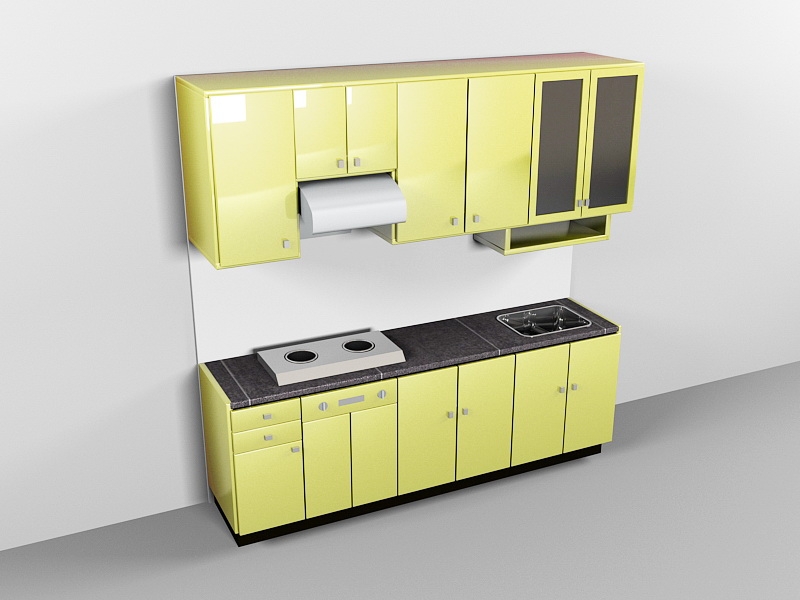 Lime Green Kitchen Cabinets 3d model download — 3D model download