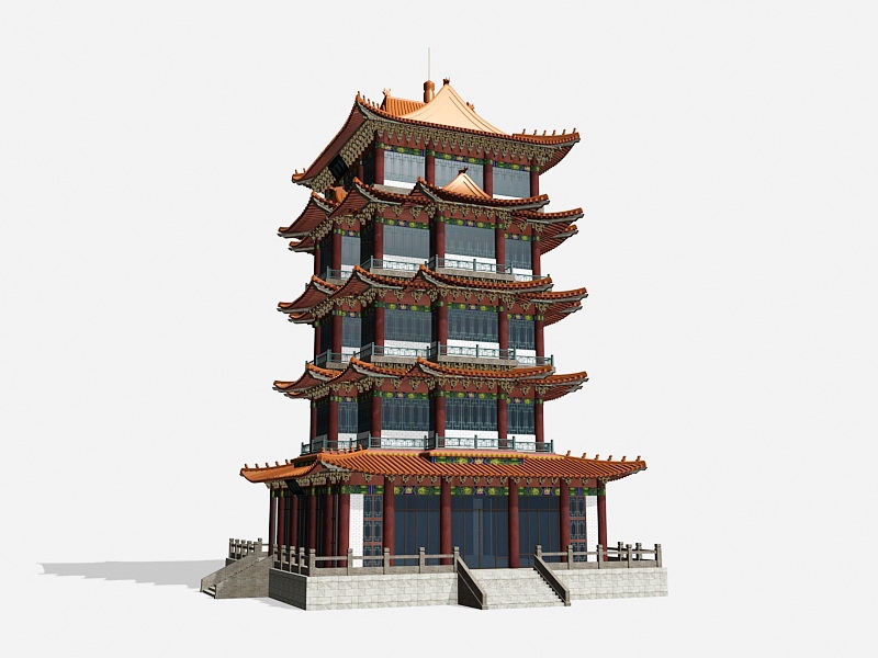 Ancient Chinese Pagoda Architecture 3d model download — 3D model download