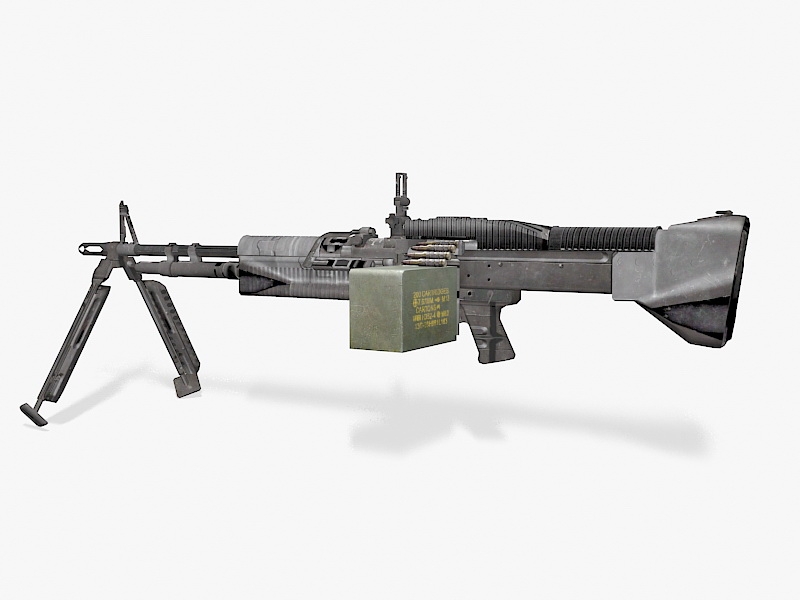 Military M60 Machine Gun 3d model download — 3D model download