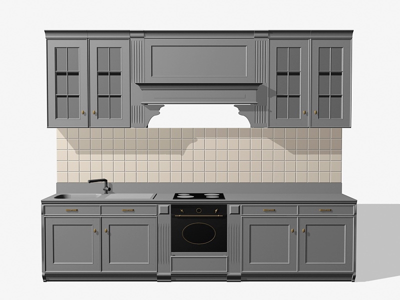 Small Kitchen Cabinets Set 3d model download — 3D model download