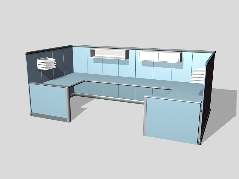 Light Blue Office Cubicle 3d model download — 3D model download