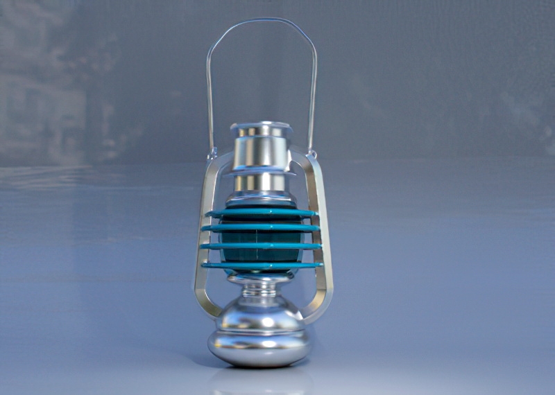Stainless Steel Lerosene Lamp 3d model download — 3D model download