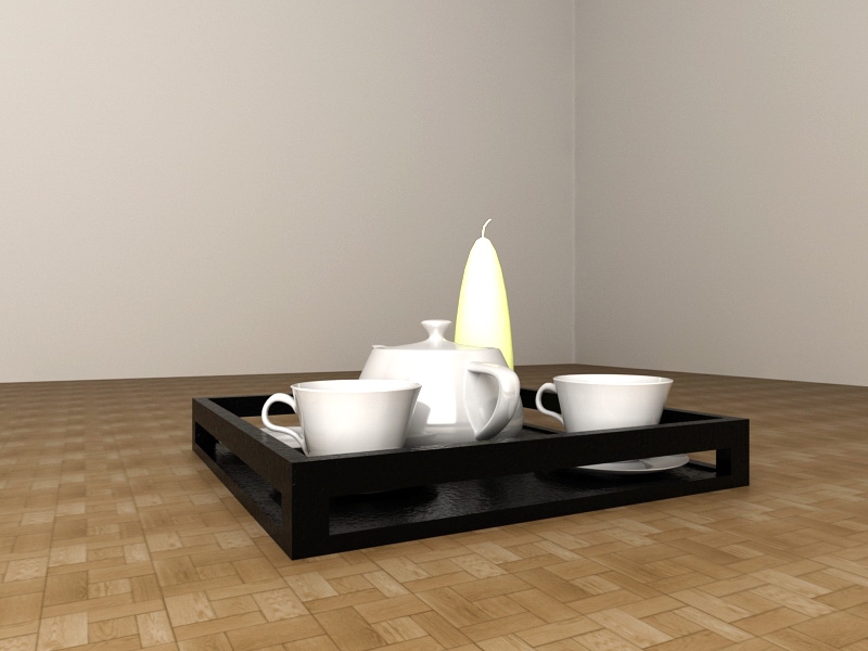 White Ceramic Tea Set 3d model download — 3D model download