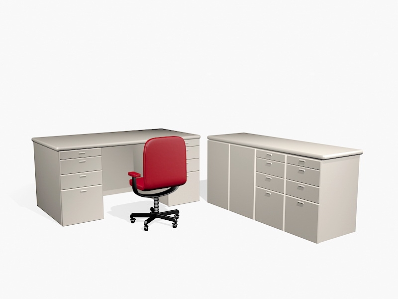 Office Desk with Storage 3d model download — 3D model download