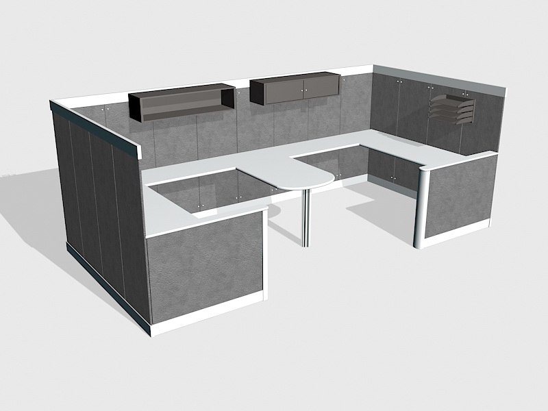 Black Office Cubicle 3d model download — 3D model download