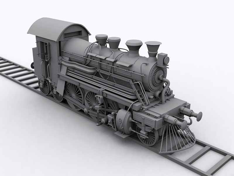Railroad Steam Locomotive 3d model download — 3D model download
