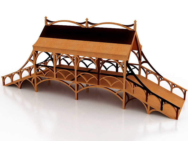 Garden Bridge with Roof 3d model download — 3D model download