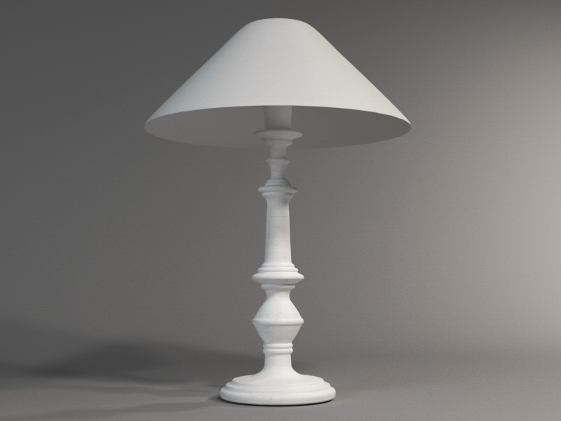 Vintage White Table Lamp 3d model download — 3D model download