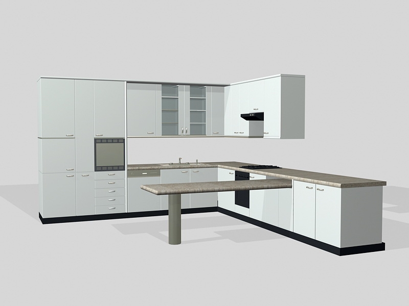 L-shaped Kitchen Layout Ideas 3d model download — 3D model download