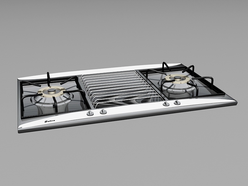 Gas Cooktop Stove 3d model download — 3D model download